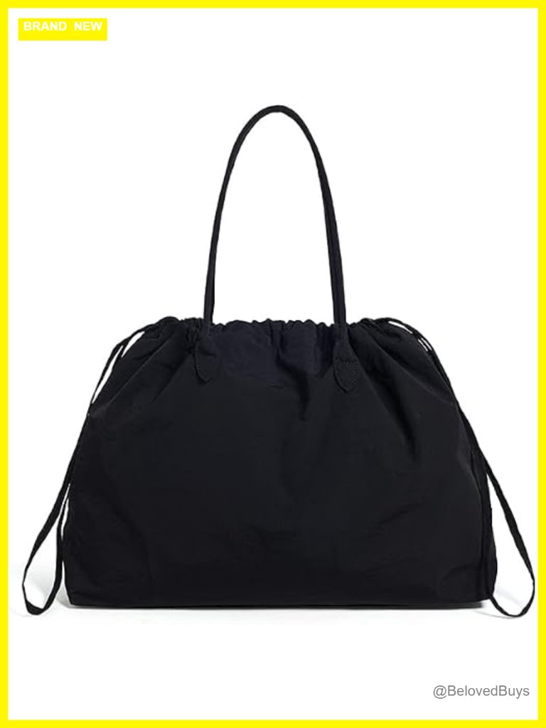 Nylon Drawstring Tote Bag With Zipper Pocket For Work Travel